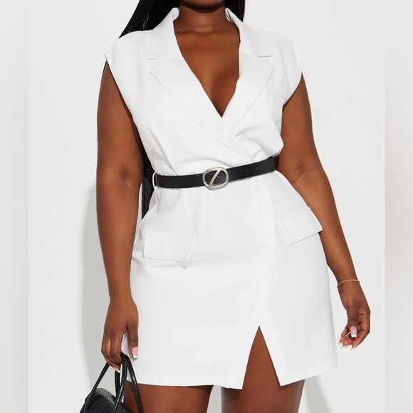 Fashion Nova White Sleeveless Blazer Dress plus size - Picture 2 of 3